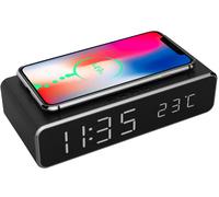 Despertador con carga inalámbrica (negro) - GEMBIRD
