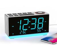 Despertador con FM Radio, Carga USB Pantalla LED Azul Hielo de 1,8 Pulgadas, luz Nocturna, Doble Alarma, Siesta, Control de Atenuación, Reloj Electrónico de Oficina Junto a la Cama iTOMA CKS508