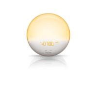 Philips SmartSleep Wake-up Light - Luz de cabecera y despertador, Simulación del amanecer de colores, 20 niveles de brillo, 6 sonidos naturales, Función de luz nocturna, Modelo HF3521/01