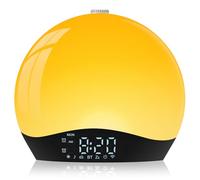 Despertador con Simulador de Amanecer y Altavoz Bluetooth, Radio FM Reloj Despertador, 22 Sonidos Naturales y 9 Colores, 20 Niveles de Brillo, 2 Alarmas, Función Snooze, Modo Fin de Semana (Amarillo)