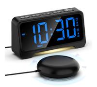 Despertador con Vibración para Sordas, Despertador Ruidoso para Dormitorios | Despertador muy Potente con Luz Nocturna y Vibración, Reloj Mesita de Noche, Pantalla Grande de 7.2 '' y Atenuador, Snooze