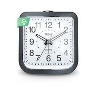 Despertador de Cuarzo, silencioso, sin tictac, manecillas Luminosas, Alarma con repetición de Alarma, repetición de Alarma, Esfera iluminada con Solo Pulsar un botón, Color Gris Antracita, Modelo