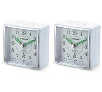 Despertador de mesilla, Reloj Despertador analógico de Cuarzo silencioso con luz, sin tictac, Reloj de Mesa Sencillo con función de repetición, Adecuado para dormitorios, escritorios, Viajes...