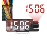 Despertador del proyector - Reloj de proyección de techo digital, proyector ajustable de 180 ° | Pantalla LED Carga USB, alarmas duaal de repetición, atenuador, copia de seguridad de batería, formato