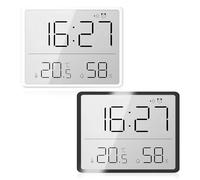 Despertador digital, 2 unidades de despertador digital con indicador de temperatura y humedad, reloj despertador de viaje, reloj de pared digital con pantalla LCD grande, para dormitorio, oficina