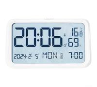 Despertador digital con pantalla LCD grande, luz nocturna, indicador de temperatura y calendario, moderno diseño minimalista, fácil de usar con conector tipo C para dormitorio y oficina (blanco)