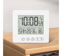 Despertador digital con termómetro, despertador digital con dos alarmas, luminoso, fecha, semana, temperatura, función de repetición, despertador digital, sin batería (blanco)