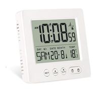 Despertador digital con termómetro y calendario de luz, temperatura controlada por radio, semana, indicador de fecha, dos alarmas independientes, ajuste automático, horario de verano/invierno