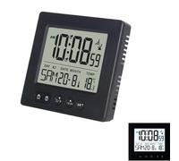 Despertador digital con termómetro y calendario de luz, temperatura controlada por radio, semana, indicador de fecha, dos alarmas independientes, ajuste automático, hora de verano/invierno