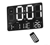 Despertador digital grande con indicador de temperatura USB | Mando a distancia incluido, función de repetición, pantalla grande, fácil de usar, ideal para el dormitorio