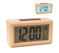 Despertador digital Relaxdays de madera, fecha y temperatura, natural