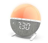 Despertador Luz Amanecer, Simulador de Amanecer con Función de Repetición, Despertador Luz Natural, Wake Up Light con 10 Niveles de Brillo, 7 Sonidos Naturales, 8 Modos de Color para Adultos y Niños