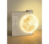 Despertador luz natural,360°Girar despertador amanecer,Reloj Despertador y Máquina de Sonido con Luz de Luna para Personas que Duermen Mucho,Alarma Dual, Función de Repetición,Luz para Despertar,1