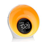 Despertador Luz Natural,Despertador Luz Amanecer Simulación de Amanecer,Wake Up Light con 2 Alarmas,30 Sonidos Naturales,20 Niveles De Brillo,14 Luces de Colores,Función Snooze,para Bebés,Niños,Adulto