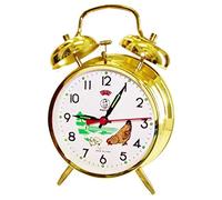 Despertador mecánico, diseño de gallina, Metal, Dorado, Reloj, regalo, Manual, esfera de 10 cm