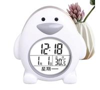 Despertador para niños, lindo reloj digital, Reloj de escritorio pequeño en forma de pingüino, Reloj despertador digital silencioso, reloj para niños que se puede despertar con pantalla de temperatura