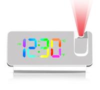 Despertador Proyector Techo, Reloj Proyector Techo, Reloj Despertador Digital con Proyector, Despertador Inteligente para Dormitorio, con Temperatura, Snooze, 12/24 H, Funcionamiento USB