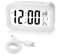Despertadores recargables, despertadores digitales, 12/24 horas, fecha blanca