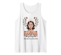 Despertar Bloom Mujer Rayos Florales Meditar Femenino Camiseta sin Mangas