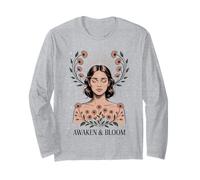 Despertar Bloom Mujer Rayos Florales Meditar Femenino Manga Larga