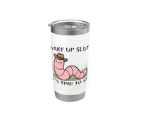 Despertar putas es hora de pecar gusano Vaso térmico de acero inoxidable de doble pared