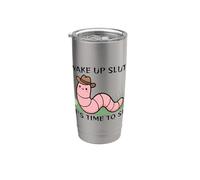 Despertar putas es hora de pecar gusano Vaso térmico de acero inoxidable de doble pared