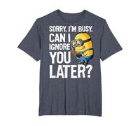 Despicable Me Minions Can I Ignore You Later Camiseta, Hombre Tallas Grandes, Azul Jaspeado, 3X Alto