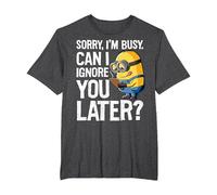 Despicable Me Minions Can I Ignore You Later Camiseta, Hombre Tallas Grandes, Jaspeado Oscuro, 5X Alto