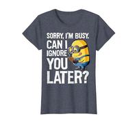 Despicable Me Minions Can I Ignore You Later Camiseta, Mujer, Azul Jaspeado, S