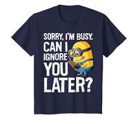 Despicable Me Minions Can I Ignore You Later Camiseta, Niños, Azul Marino, 8 años