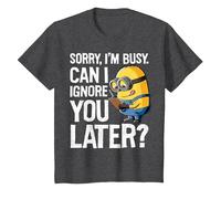 Despicable Me Minions Can I Ignore You Later Camiseta, Niños, Jaspeado Oscuro, 2 años