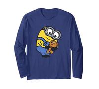 Despicable Me Minions Favorite Teddy Bear Portrait Manga Larga, Unisex para Adultos, Azul Marino, XXL