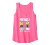 Despicable Me Minions Stuart & Dave Let Me Laugh For You Camiseta sin Mangas, Mujer, Rosado Neón, XL
