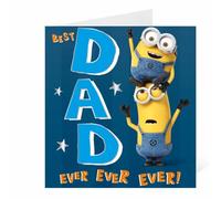 Despicable Me - Tarjeta del día del padre para papá, diseño de Minions con texto en inglés "Best Dad Ever Ever"