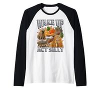 Despierta Acto Tonto Divertido Capybara Meme Bootleg Y2K Gráfico Camiseta Manga Raglan
