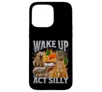 Despierta Acto Tonto Divertido Capybara Meme Bootleg Y2K Gráfico Carcasa para iPhone 15 Pro Max