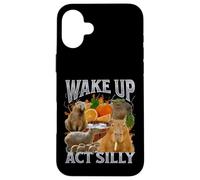 Despierta Acto Tonto Divertido Capybara Meme Bootleg Y2K Gráfico Carcasa para iPhone 16 Plus