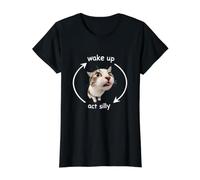 Despierta Acto Tonto Divertido Gato Gatito Meme Lover Camiseta gráfica económica, Mujer, Negro, S