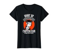 Despierta El capitalismo Exige tu Resistencia al Sacrificio del Arte Camiseta gráfica económica, Mujer, Negro, L