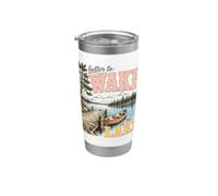 Despierta en el Lago: Decoración de Aventura Exterior Vaso térmico de acero inoxidable de doble pared