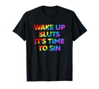 Despierta es Hora de pecar Texto Divertido del Arco Iris Camiseta