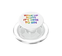 Despierta es Hora de pecar Texto Divertido del Arco Iris PopSockets PopGrip para MagSafe