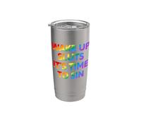 Despierta es hora de pecar Texto divertido del arco iris Vaso térmico de acero inoxidable de doble pared
