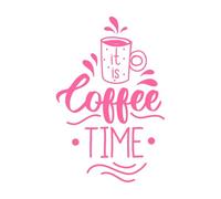 Despierta, es hora del café, pausa para el café. Calcomanías de pared de papel adhesivo 57.6x88cm No se cae Rosa