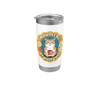 Despierta pero a qué costo, diversión de gato adormecido y adorable Vaso térmico de acero inoxidable de doble pared