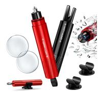 DESPOINA 2 Unidades 2 en 1 Martillo Rompe Cristales Coche, Rompe Cristales y Cinturones con Soporte, Herramienta de Rescate de Emergencia, Mejores Gadgets Coche y Autobuses (Rojo+Negro)