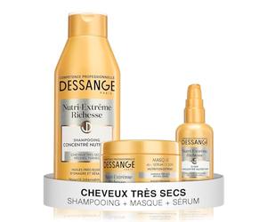 Dessange - Estuche nutri-extrema riqueza - champú nutritivo + máscara capilar + elixir concentrado nutrición - nutre intensamente y reda suavidad - para cabello muy seco, sueco, aburrido
