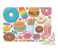 Dessert Snack Puzzle de 1000 Piezas Papel para Adultos Comida Colorida Set de Puzzle 1000 Piezas Regalo para Casa 52x38cm/1000pcs