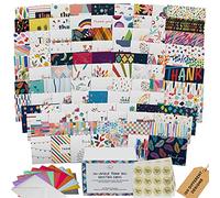 Dessie 100 Unique Thank You Cards Bulk - Blank Note Cards with 100 Different, Colorful Designs, No repetition. Colorful Envelopes, Gold Seals and Sturdy Storage Box.
