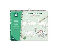 Janod - Step by Step Drawing - Aprender a Dibujar - 20 Modelos de Dinosaurios - Kit de Dibujo para Niños - Aprendizaje de Dibujo y Concentración - A partir de 6 años - J09154